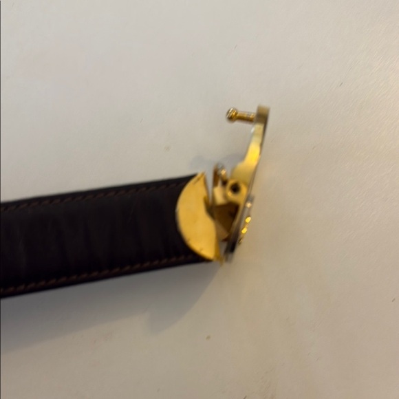 GUCCI Black Leather Belt with Gold Buckle main image 7